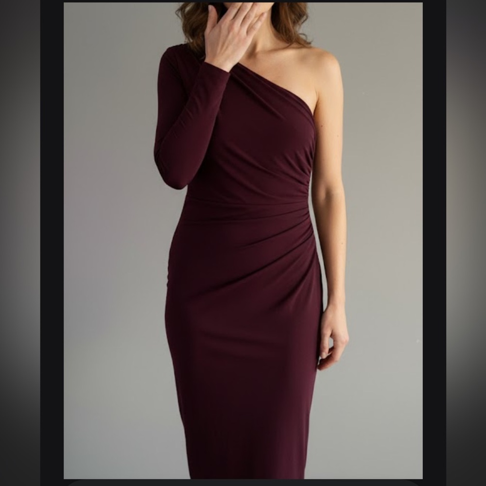 Talbots One Shoulder Dress in Deep Burgundy